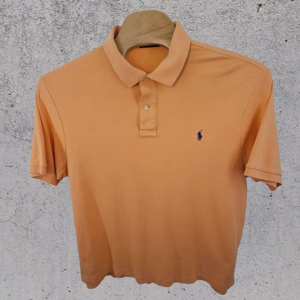 Polo‎ Ralph Lauren Polo Shirt Size 2XB BIG Short Sleeve Peach W/ Blue Pony Logo